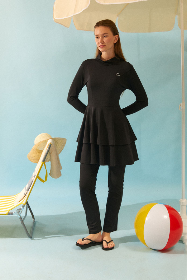 Tiered Skirt Swimsuit Set Black - 9