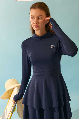 Tiered Skirt Swimsuit Set Navy - 9