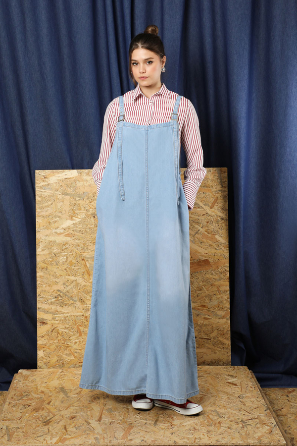 Askılı Denim Jile Açık Mavi - 2