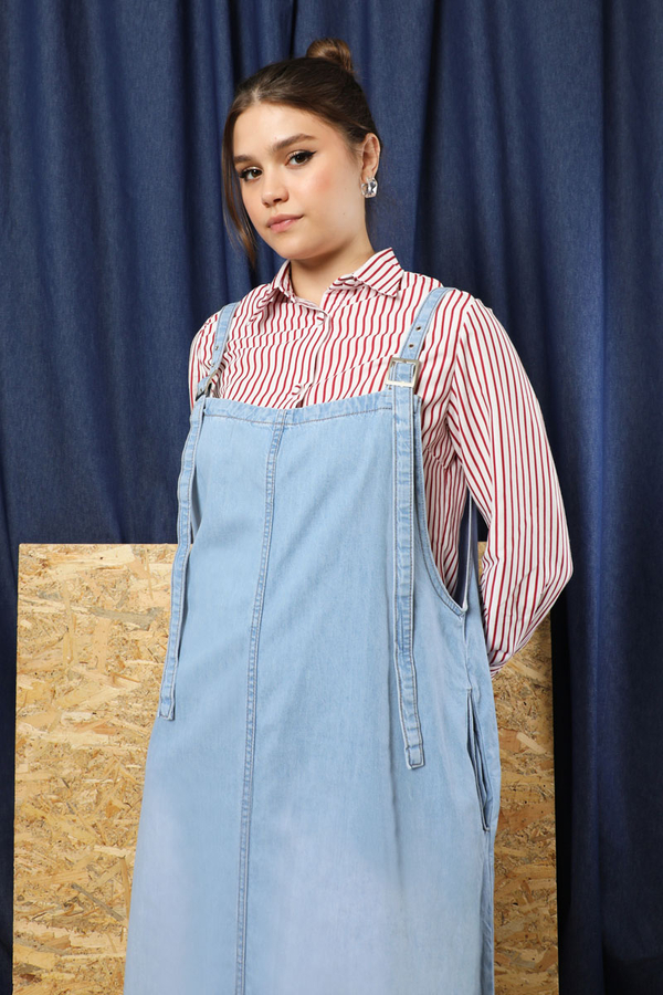 Askılı Denim Jile Açık Mavi - 3