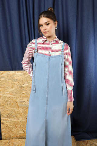 Askılı Denim Jile Açık Mavi - 1