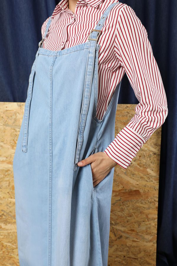 Askılı Denim Jile Açık Mavi - 6