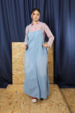 Askılı Denim Jile Açık Mavi - 4
