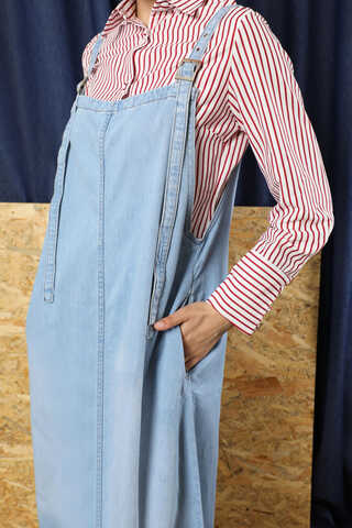Askılı Denim Jile Açık Mavi - 6