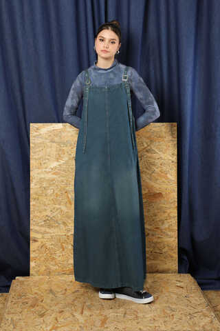 Askılı Denim Jile Koyu Mavi - 1