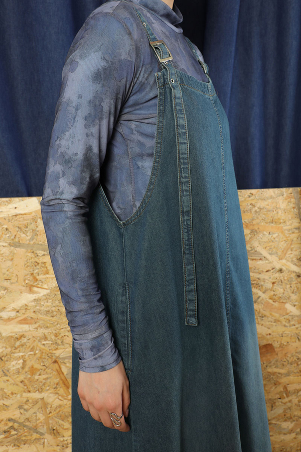 Askılı Denim Jile Koyu Mavi - 6