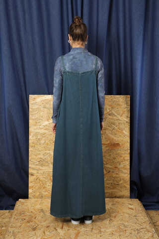 Askılı Denim Jile Koyu Mavi - 7