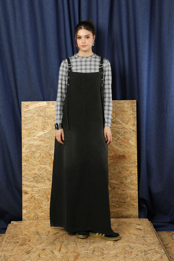 Askılı Denim Jile Siyah - 5