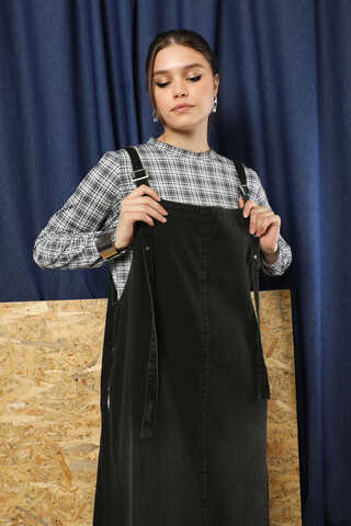 Askılı Denim Jile Siyah - 3