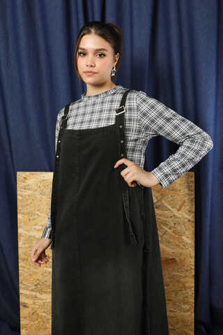 Askılı Denim Jile Siyah - 4