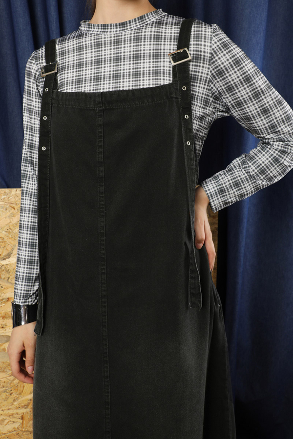 Askılı Denim Jile Siyah - 1