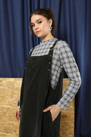 Askılı Denim Jile Siyah - 6