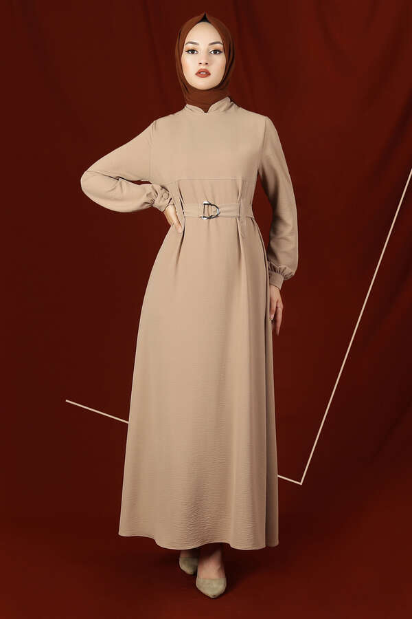 Buckled Belt Dress Mink - 1
