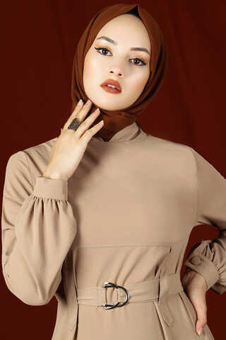 Buckled Belt Dress Mink - 2