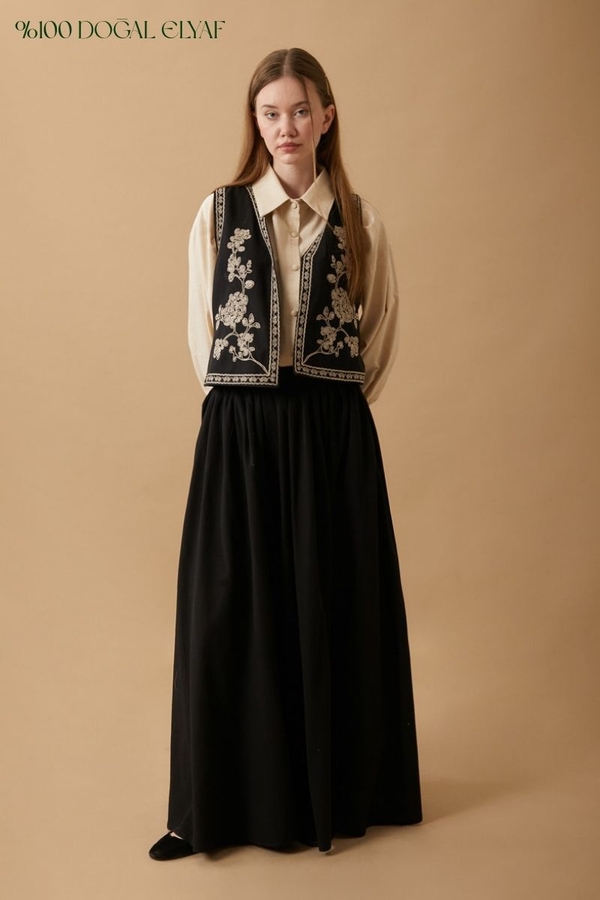 Tomurcuk Skirt Set Black 
