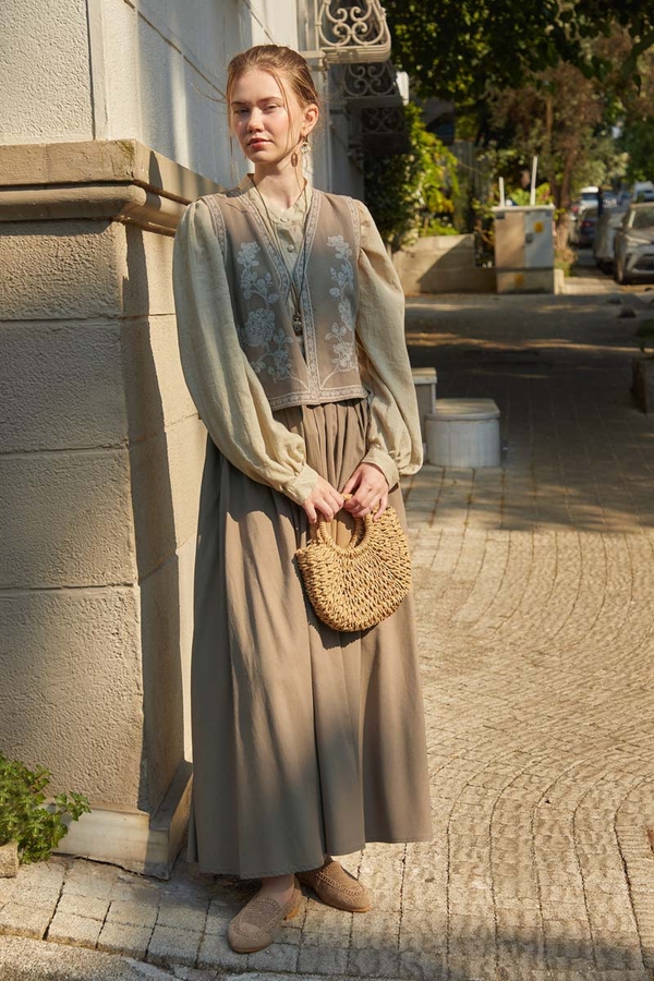 Tomurcuk Skirt Set Camel - 3