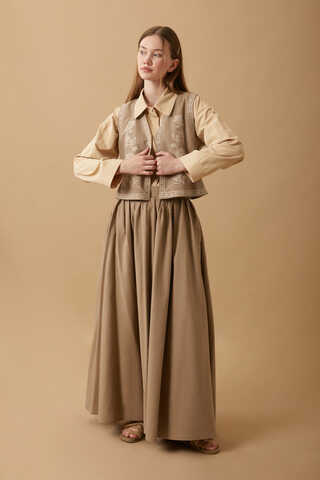 Tomurcuk Skirt Set Camel - 12