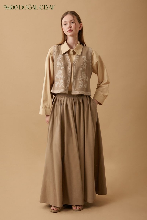 Tomurcuk Skirt Set Camel - 11