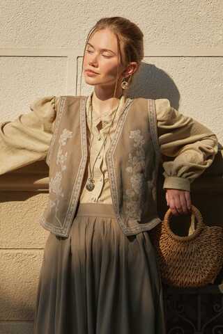 Tomurcuk Skirt Set Camel - 4