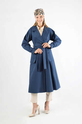 Körük Cepli Trençkot İndigo - 5