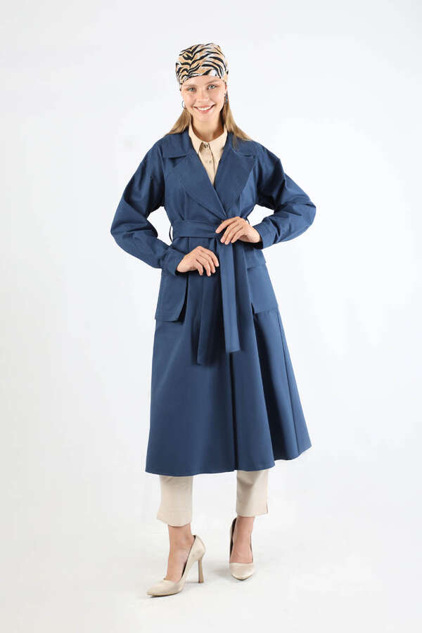 Körük Cepli Trençkot İndigo - 5