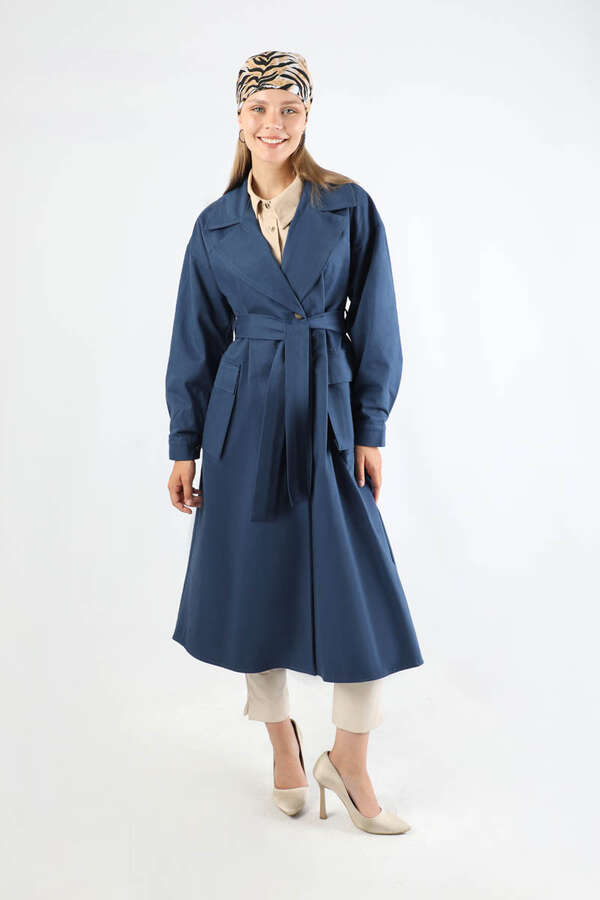 Körük Cepli Trençkot İndigo - 1