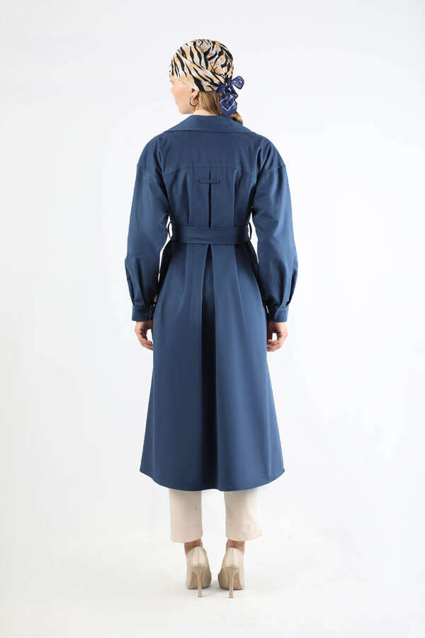 Körük Cepli Trençkot İndigo - 6