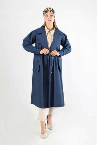 Körük Cepli Trençkot İndigo - 2