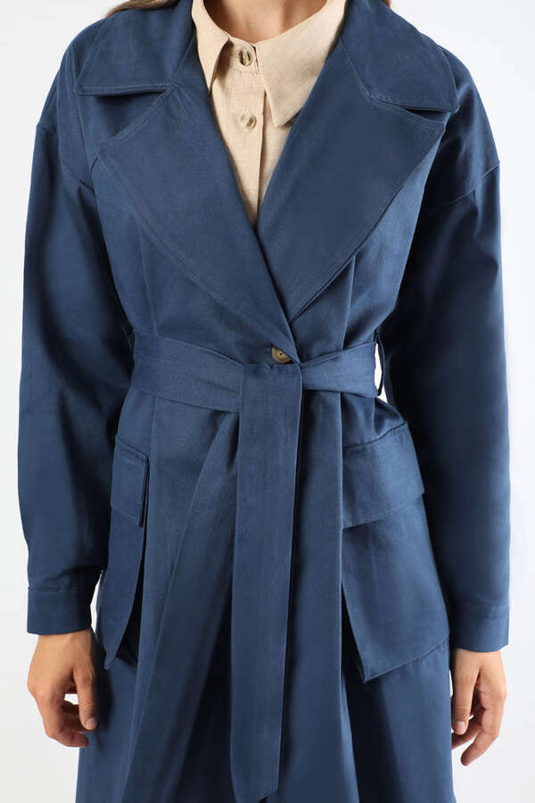 Körük Cepli Trençkot İndigo - 3