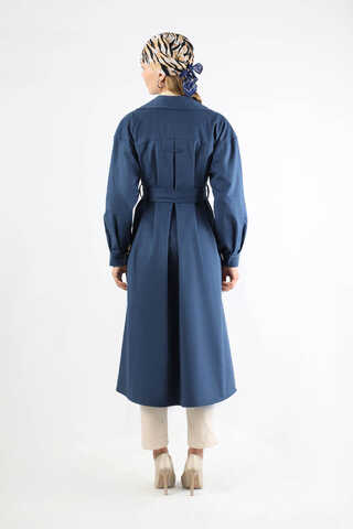 Körük Cepli Trençkot İndigo - 6