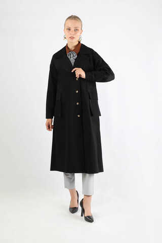 Körük Cepli Trençkot Siyah - 1