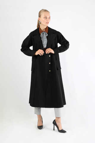 Körük Cepli Trençkot Siyah - 3