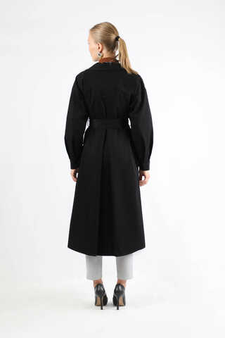 Körük Cepli Trençkot Siyah - 6