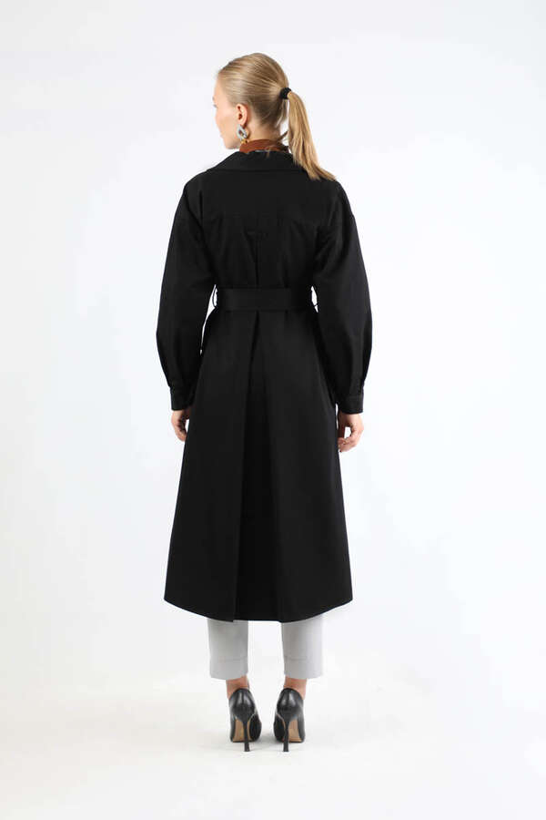 Körük Cepli Trençkot Siyah - 6
