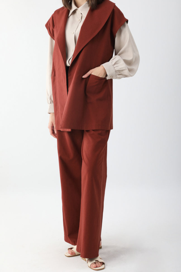 Torba Cepli Yelek Takım Bordo - 4