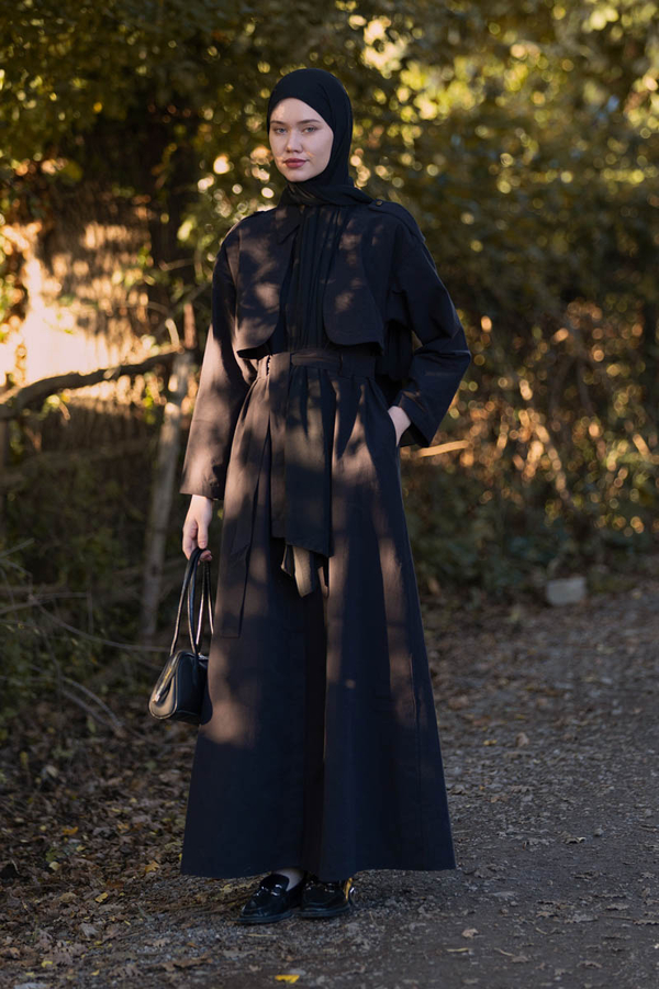 Trench Dress with Storm Flap Black 