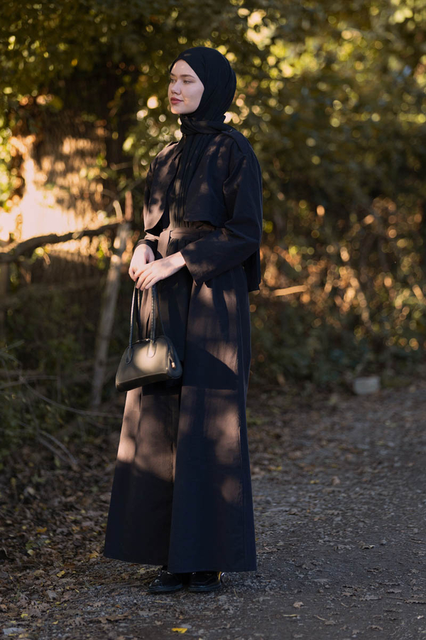 Trench Dress with Storm Flap Black - 2