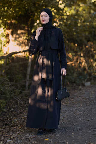 Trench Dress with Storm Flap Black - 3