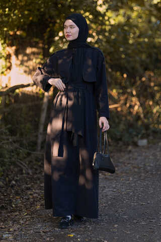 Trench Dress with Storm Flap Black - 4
