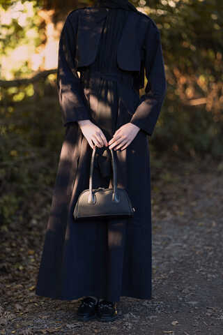 Trench Dress with Storm Flap Black - 5