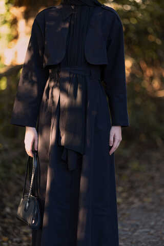 Trench Dress with Storm Flap Black - 6