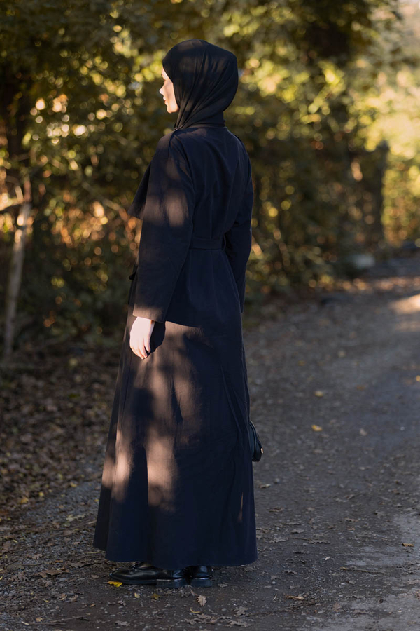 Trench Dress with Storm Flap Black - 7