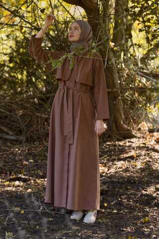 Trench Dress with Storm Flap Brown - 7