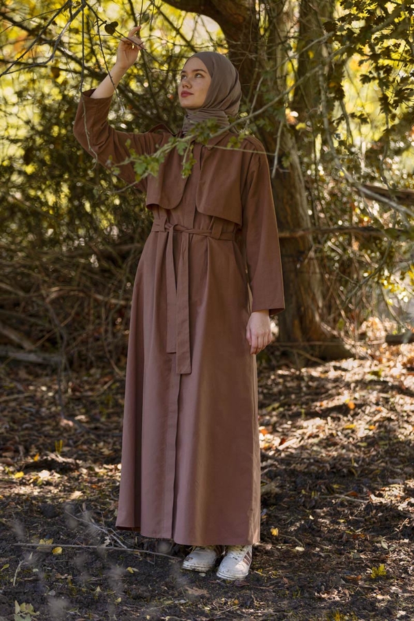 Trench Dress with Storm Flap Brown - 7