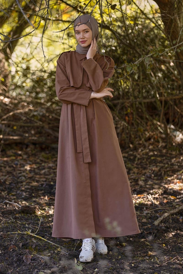 Trench Dress with Storm Flap Brown - 8