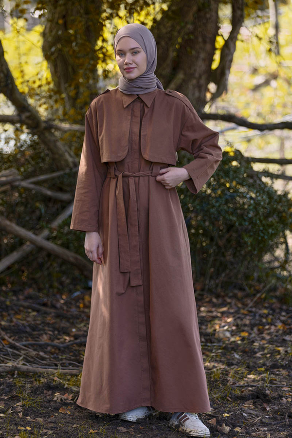 Trench Dress with Storm Flap Brown - 10