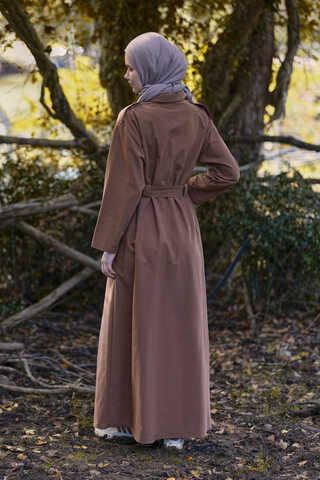 Trench Dress with Storm Flap Brown - 12