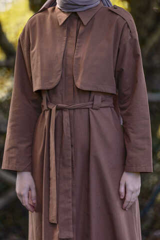 Trench Dress with Storm Flap Brown - 6