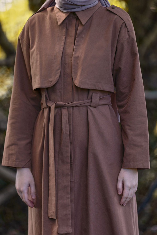 Trench Dress with Storm Flap Brown - 6
