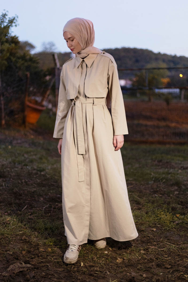 Trench Dress with Storm Flap Stone - 4